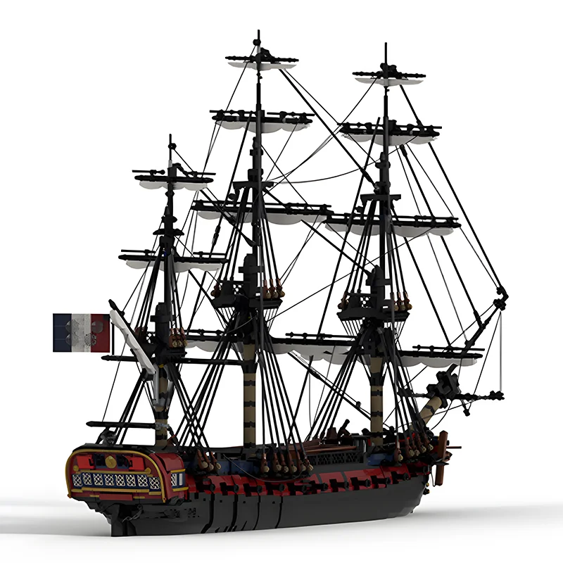 MOC- 144875 Французский средневековый парусный корабль Изумрудный фрегат Модель MOC