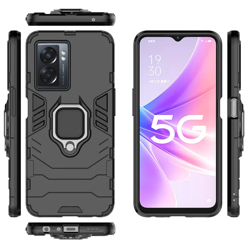 For OPPO A57 A77 Case OPPO A57 A54 A74 A77 4G Cover Shockproof Hard PC Armor Holder Silicone Bumper For OPPO A57 A54 A74 A77 5G
