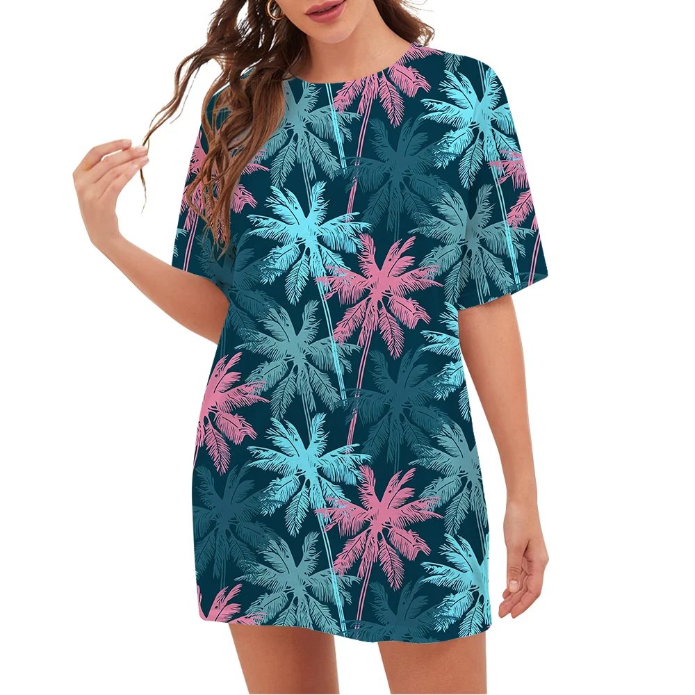 

CLOOCL Fashion Women T-shirt Beautiful Coconut Tree Pattern 3D Printed Loose Crew Neck Short Sleeve Tees Casual Oversized Tops
