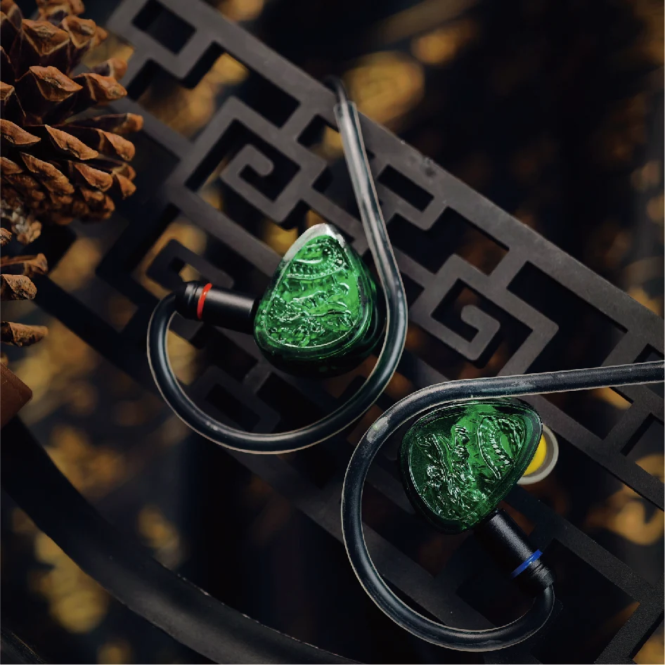 Фото Наушники TANGZU WANER SG 2 Jade Dragon Edition, динамические внутриканальные, 10 мм, PET Sancai, с широким звуковым каналом, с силиконовым чехлом для хранения №3