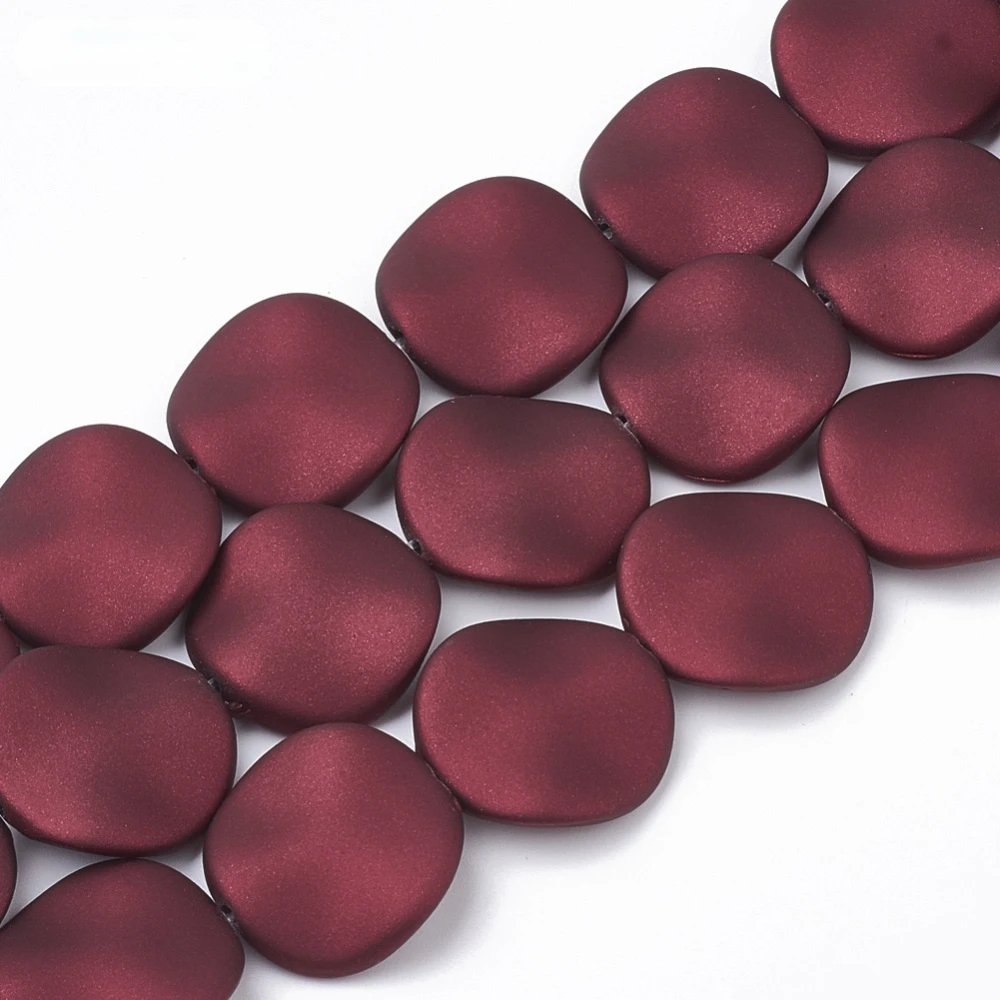 

20PCS Rubberized Style Acrylic Beads Wavy Spacers Flat Round Dark Red 20x5mm Hole: 1mm