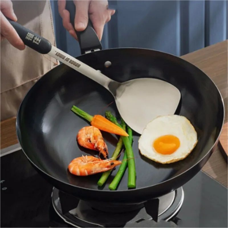 

Iron Wok Utensils Cooking Pot Frying Pan Kitchen Uncoated Gas Stove Cookware Chinese Forge Non Stick Wok Cauldron with Lid