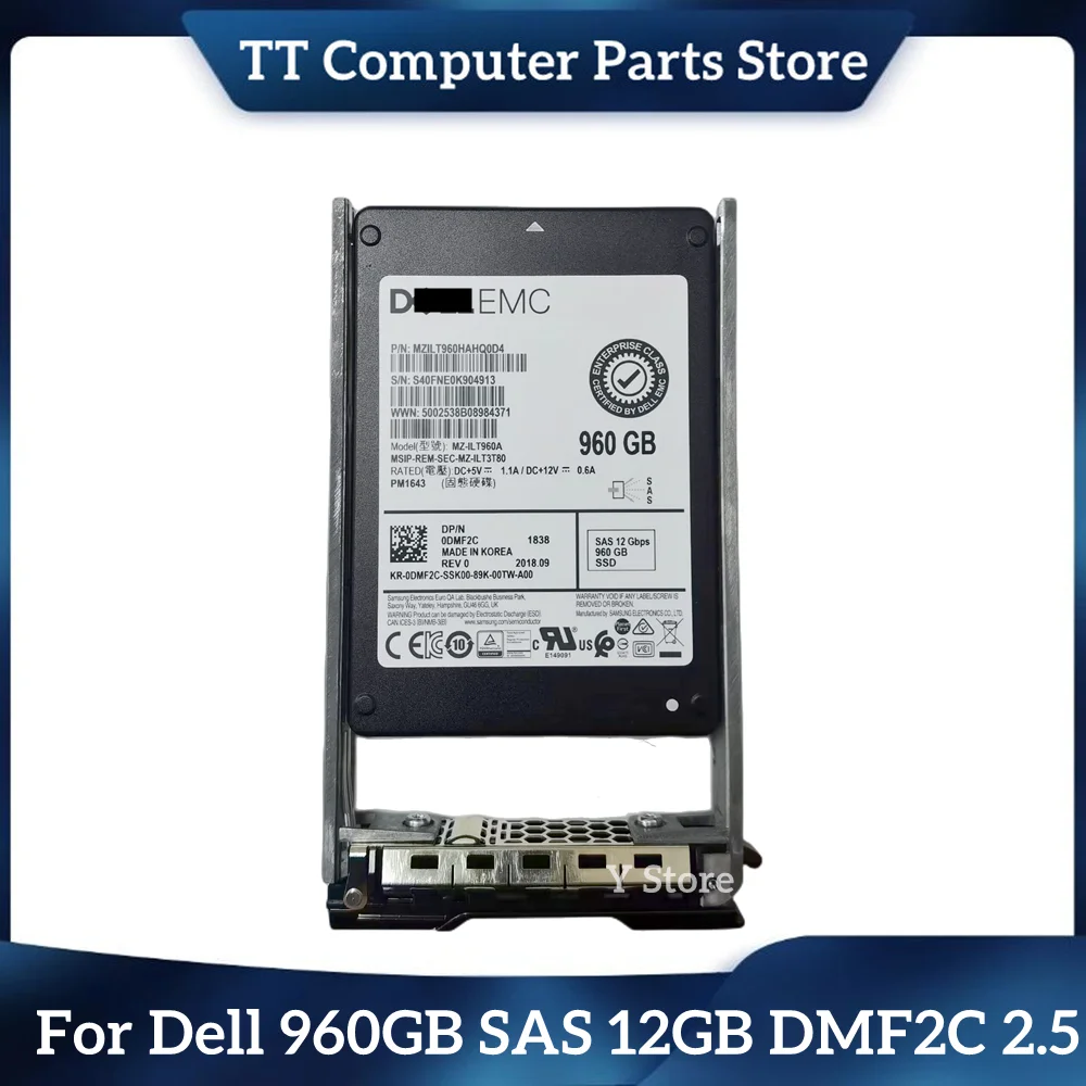 

TT For Dell For EMC 960GB SAS 12GB SSD DMF2C 0DMF2C 2.5 Server Solid State Drive Fast Ship