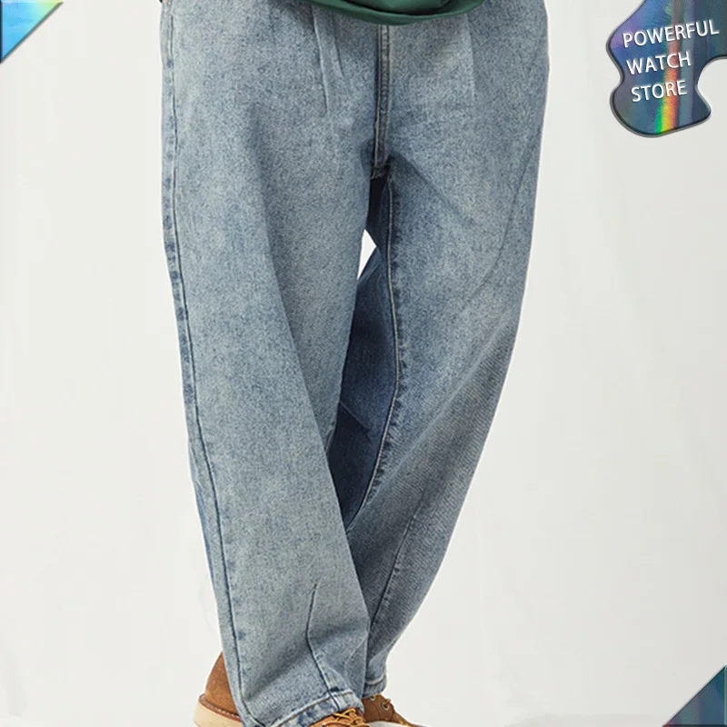 2023 New High Quality Front Back Gradient Two-color Wide-leg Jeans Loose Retro Washed Silhouette Japanese Straight Pants Street