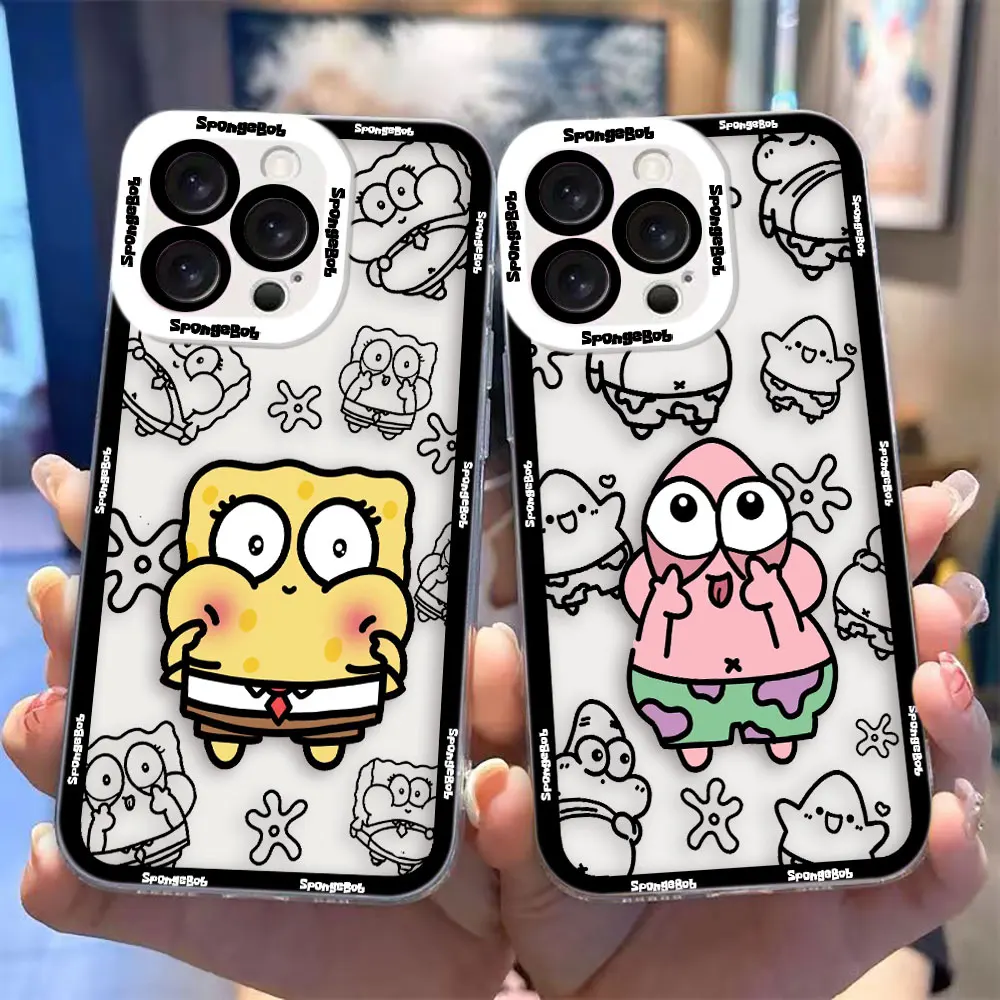 Фото Прозрачный чехол P-Patrick Star S-SpongeBob для телефонов Redmi K40 K60 15C 14C 13C 13 12 12C 10 10C 9 9A 8 7 A1 A2 A3 A5 A7 №2