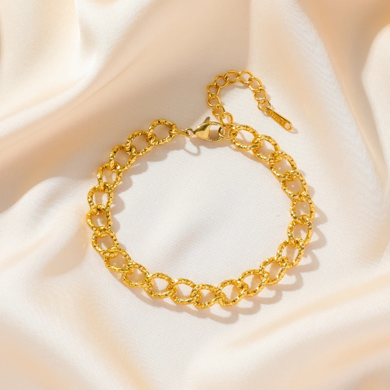 Браслет-цепочка EILIECK из нержавеющей стали 316L с позолоченными звеньями браслет