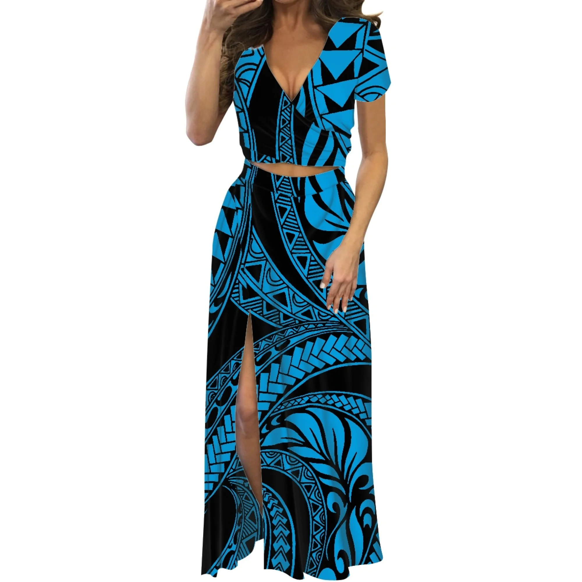 Женское длинное платье с коротким рукавом элегантное принтом в виде