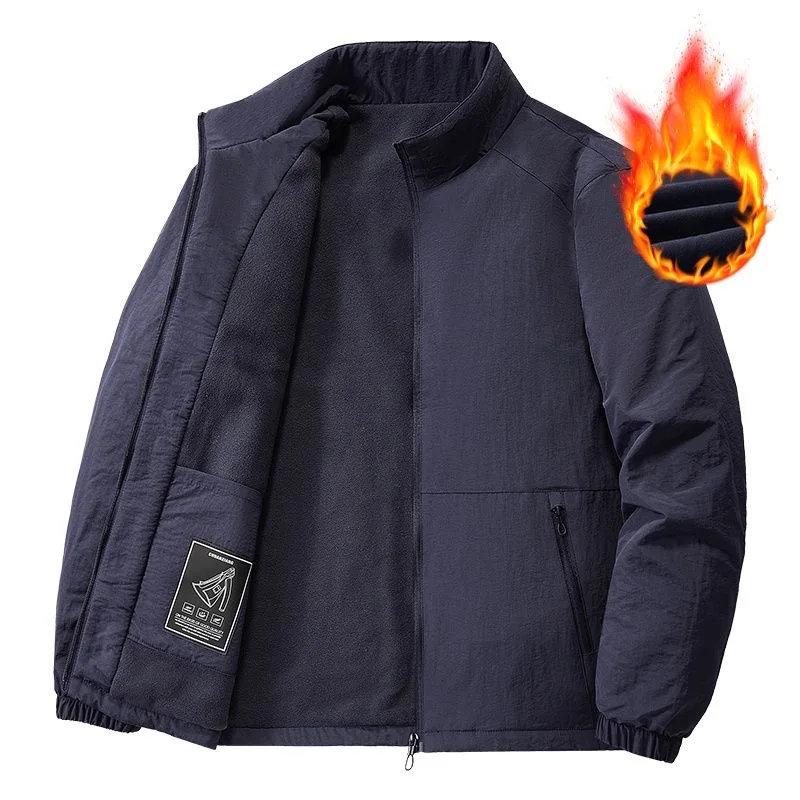 Новинка Осень-зима 2024 модный однотонный утепленный мужской блейзер из флиса