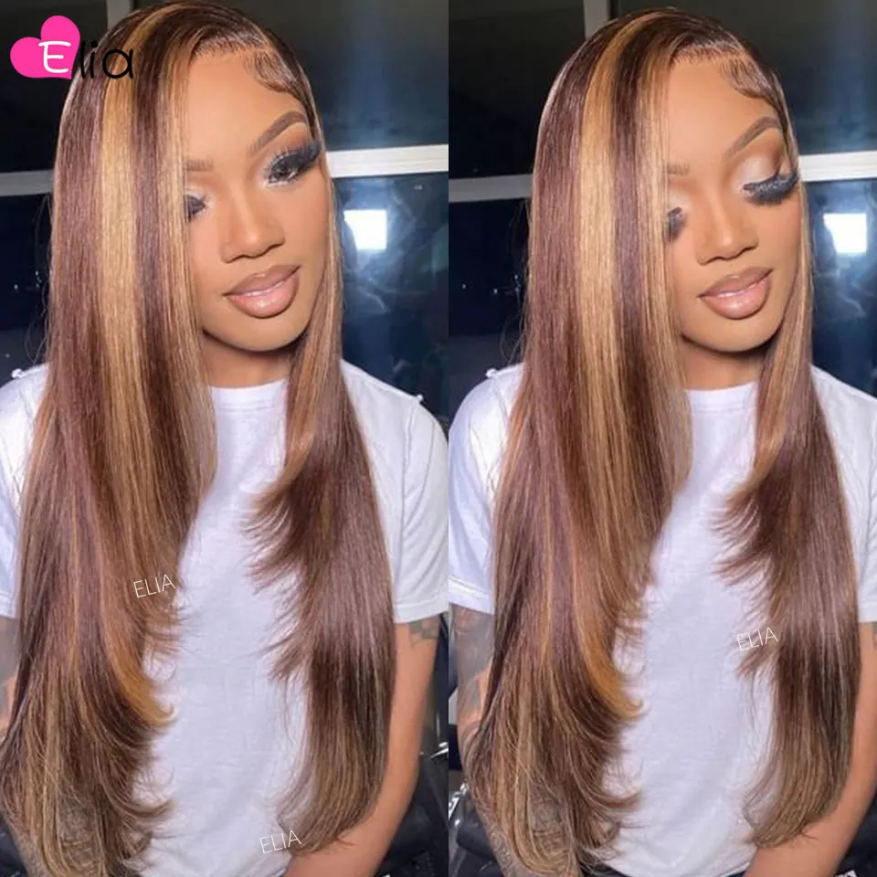 

Highlights Human Hair Wig Lace Front Human Hair Wigs for Black Women Transparent Lace 30 Inches Brazilian Remy Wig Elia Hair