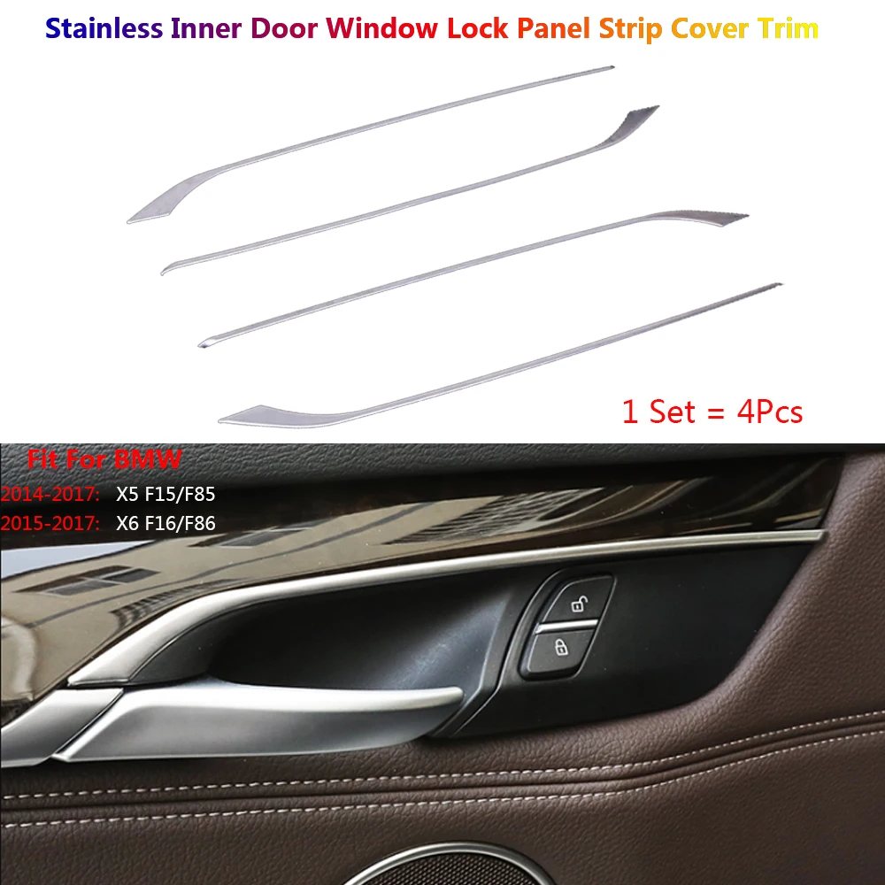 

4Pcs Stainless Steel Car Interior Inner Door Bowl Decoration Strip Cover Trims For BMW X5 F15 X6 F16 Auto Stickers Para Carro