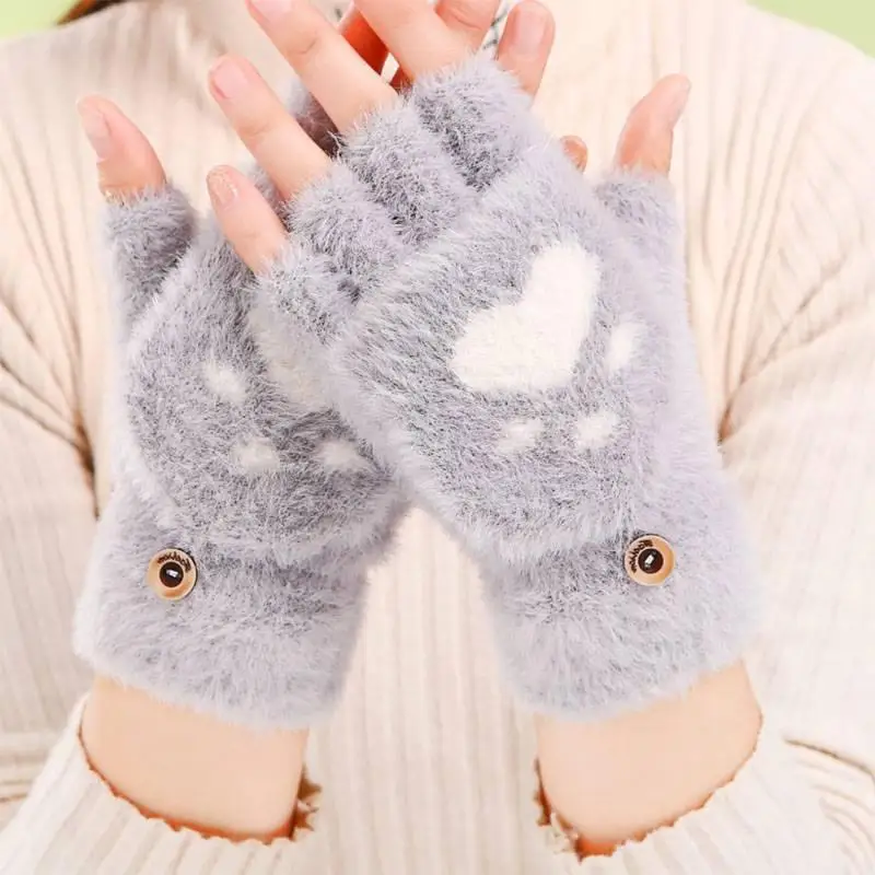 

Plush Fingerless Leisure Cold Winter Thermal Fashion Gloves Fluffy Bear Cat Fairy Soft Gift Half Finger 551330