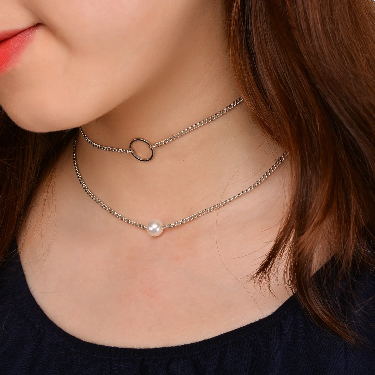 

Pearl multilayer suit neck chain