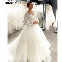 fivsole boho tulle lace up wedding dress for women 2022 long sleeves ball gown bride gown cut out bohemian robe de mariee