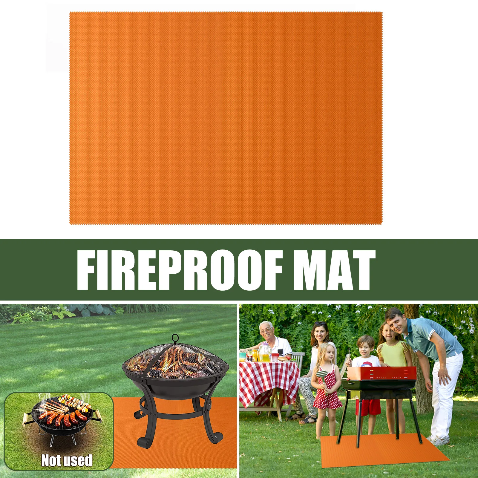 

Barbecue Fire Blanket Camping Fireproof Cloth Fire Pit Mat Picnic BBQ Pad Stove Grill Mat Blanket Fiberglass Ember Mat Retardant