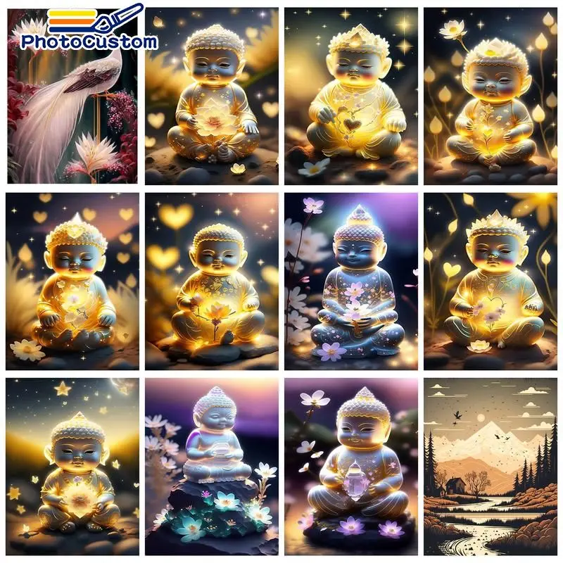 

PhotoCustom Figure Painting By Numbers Lamp Buddha Drawing On Canvas Painting By Number Painting Wall Art