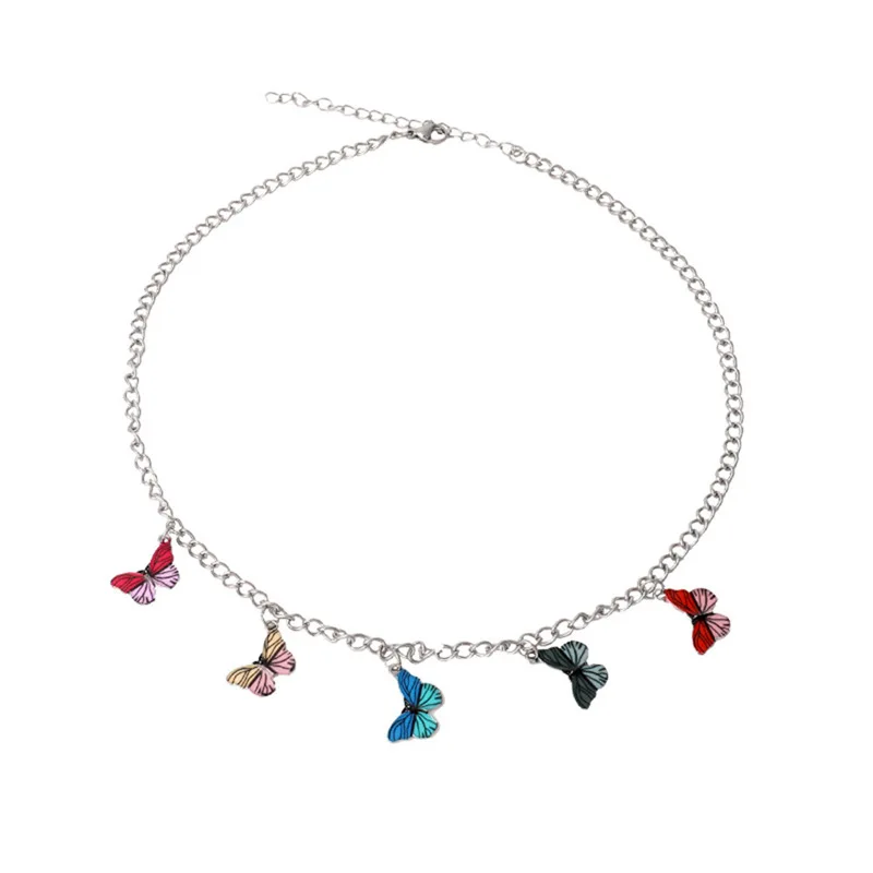 Ожерелье Y2K с подвеской в виде радужной бабочки стиле Харадзюку для женщин