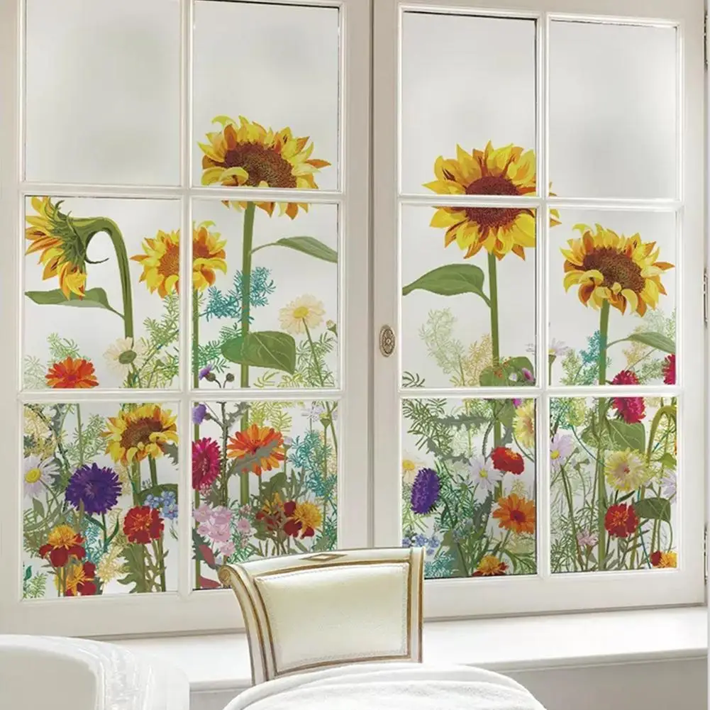 

NEW 2pcs Green Plant Sunflower Wall Stickers Self-adhesive Decorative Decals Home Decor For Bedroom Living Room