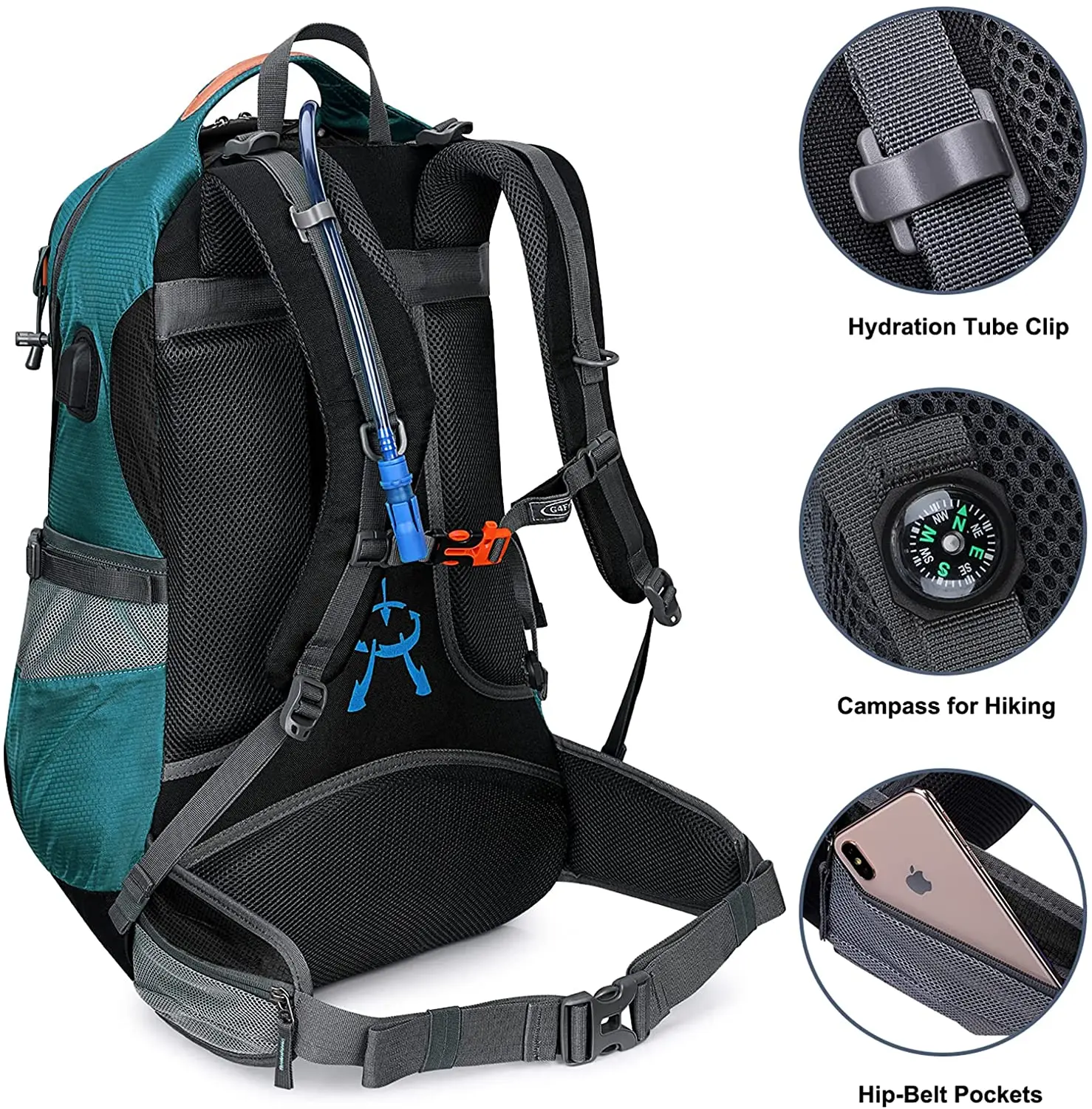USB Rechargeable 50L Hiking Backpack Waterproof Backpack Outdoor Camping Mountaineering Backpack with Rain Cover Men Women