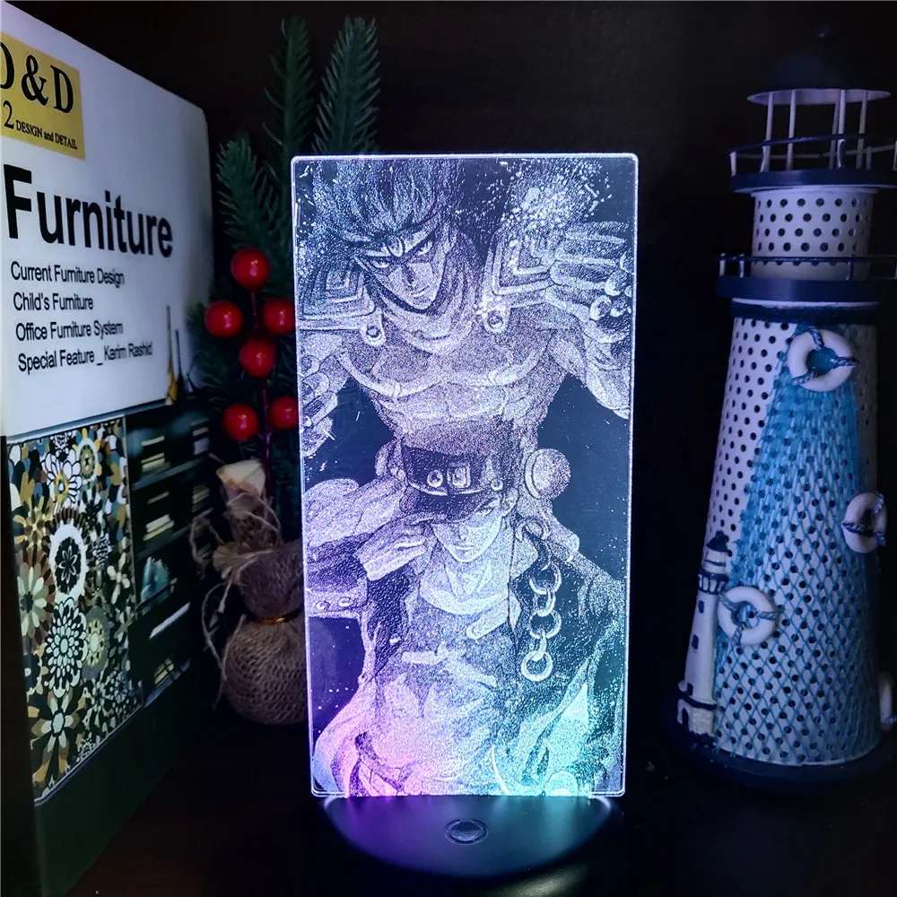 

Anime 3D Lamp JoJo Bizarre Adventure Kujo Jotaro LED Night Light Stardust Crusaders Bedroom Table Decor Lampara Kids Manga Gifts