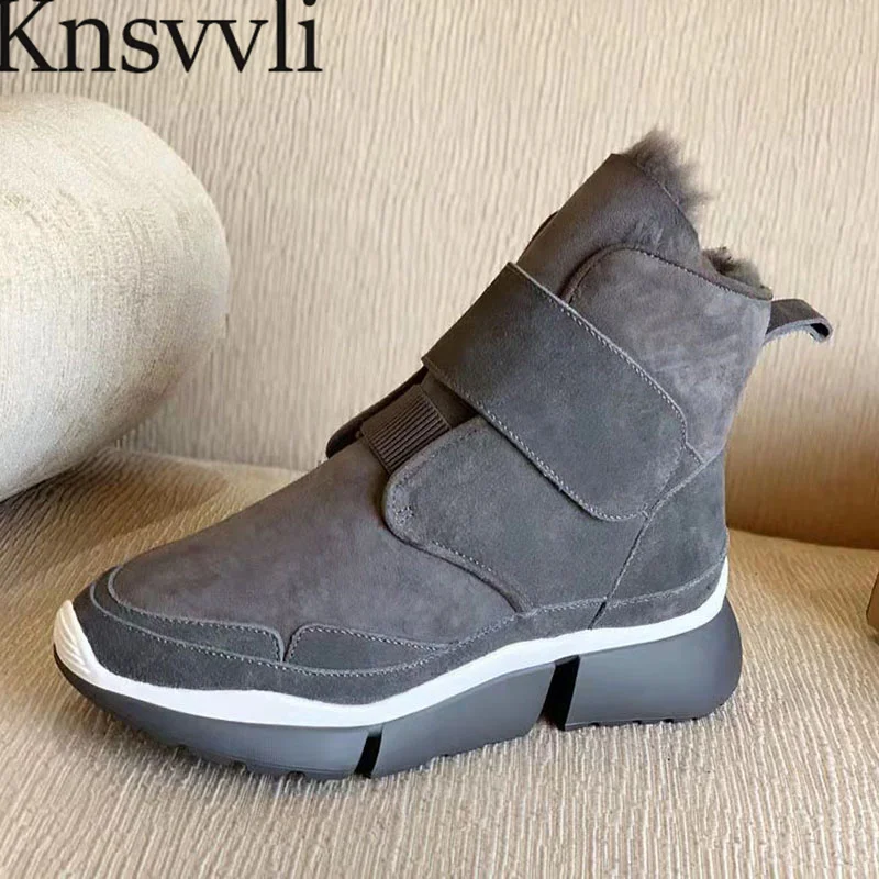 

Сапоги женские зимние из коровьей замши, на меху, на плоской подошве