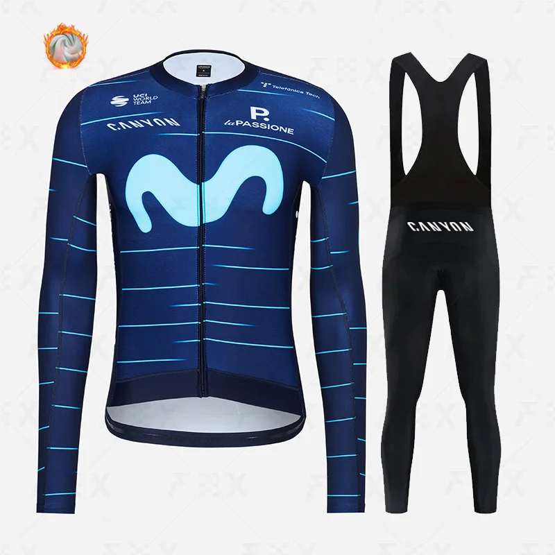 

2023 canyon Winter Cycling Jersey Set Ropa Ciclismo Racing Bike clothes Mountian Bicycle uniform Thermal Fleece Cycling Clothing