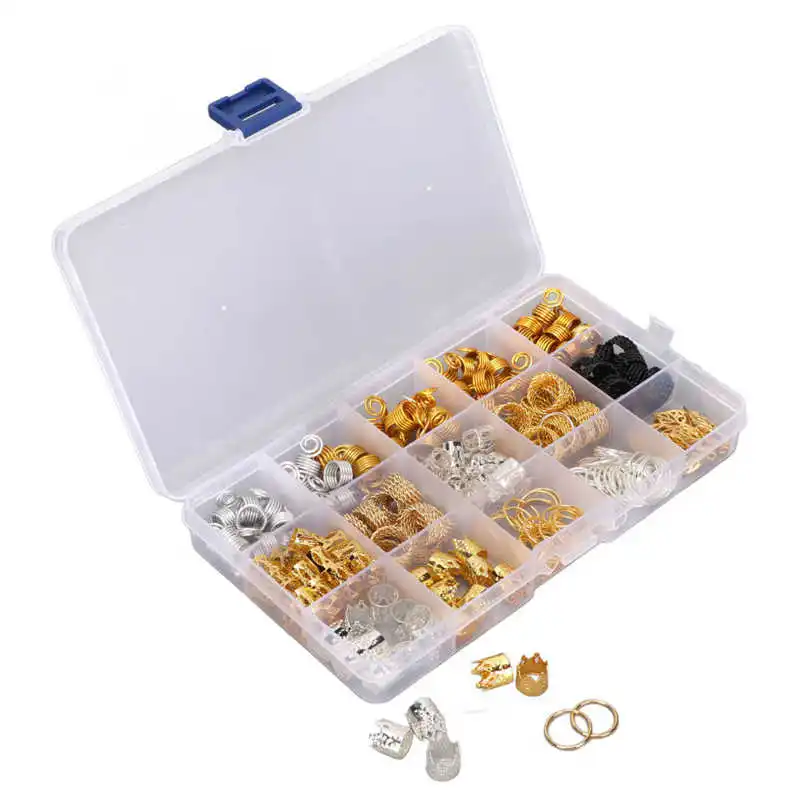 

Dreadlocks Jewelry Portable Ring Decoration Hair Tube Beads Fashionable with Storage Box for Party for Men Women