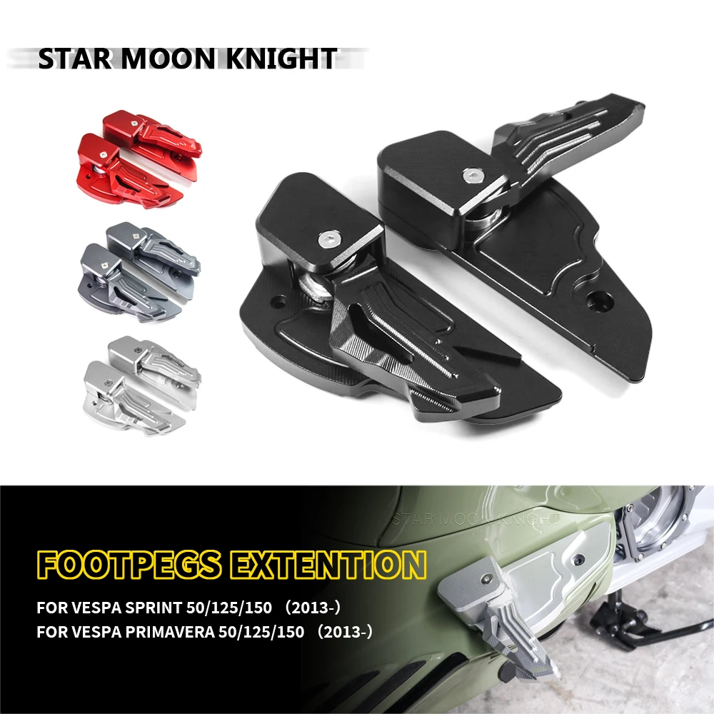 

Motorcycle Foldable Rear Passenger Footpegs Extention Foot Pedal Footrests Foot Steps For Vespa Primavera Sprint 50 125 150