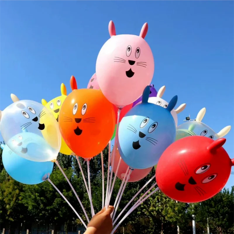 

5pcs 12 Inch Printed Latex Rabbit Shaped Children's Toy Ball Cartoon Animal Balloons Birthday baby shower Decoration Kids Toy
