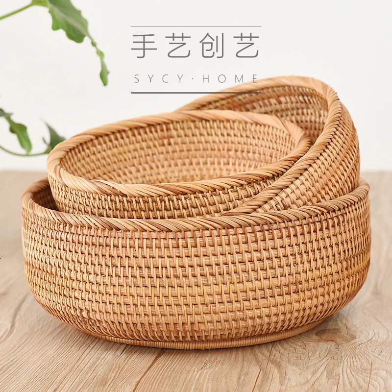 

Vine Woven Wave Shaped Fruit Basket Bread Snacks Candy Cake Storage Basket Pastoral Woven Tabletop Storage Basket