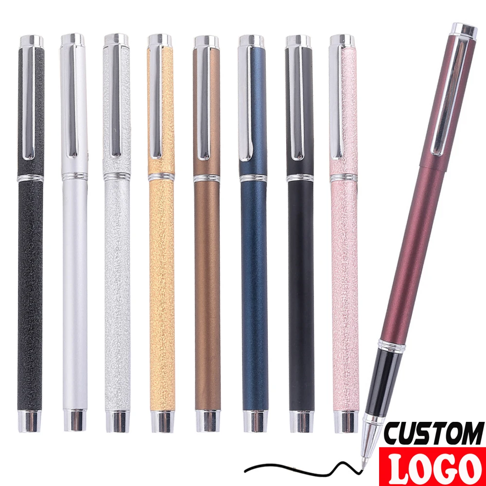 100Pcs Metal Business Signature Gel Pens 0.5mm Black Ink Smooth Writing For Men Women School Office Stationery Gifts Custom Logo