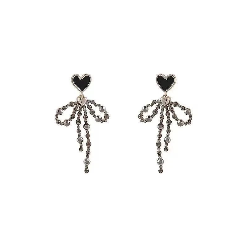 2024 новый дизайн чувственные черные серьги-кисточки с бантом модные ювелирные