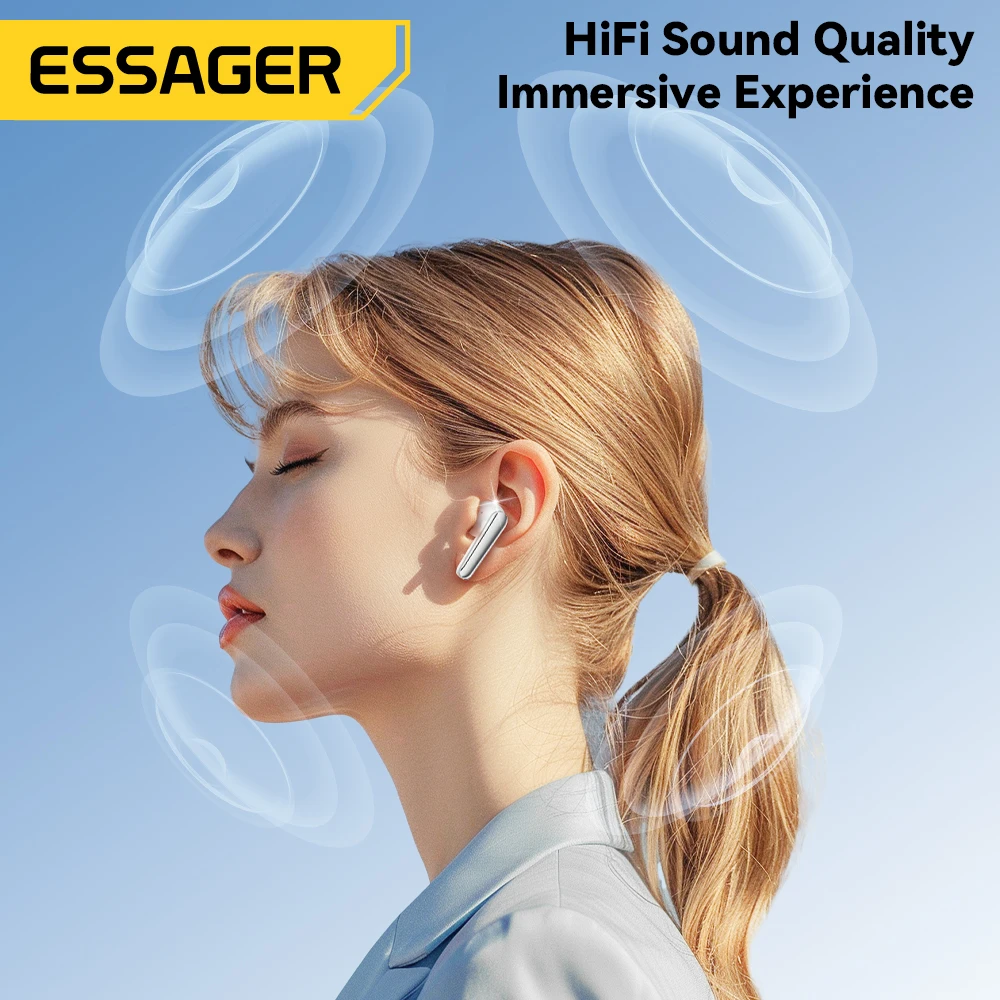 Фото Беспроводные наушники Essager, Bluetooth, Hi-Fi стерео, двойное шумоподавление, наушники-вкладыши с микрофоном, умная сенсорная гарнитура №2