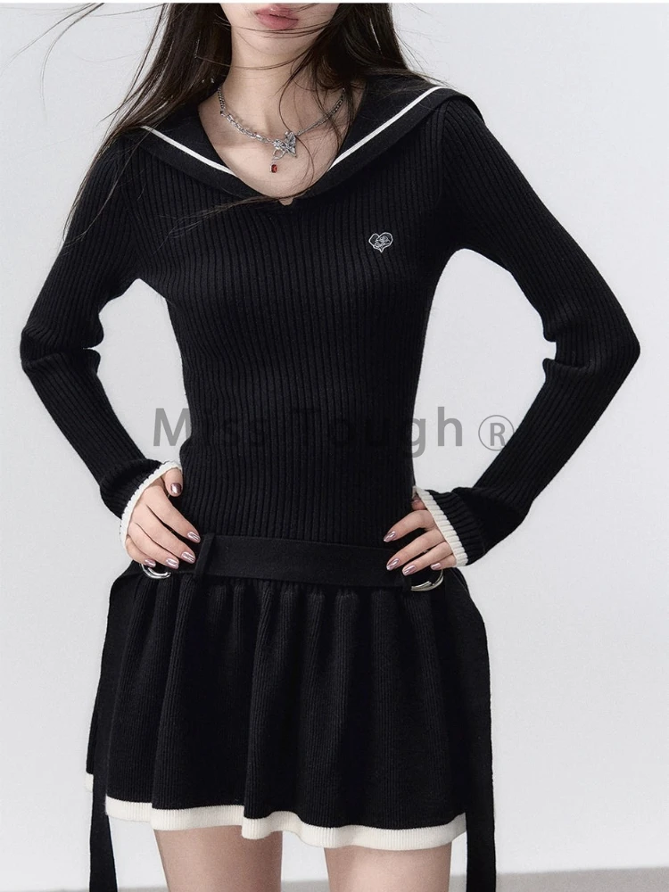 Осеннее трикотажное платье в стиле преппи ретро женское однотонное винтажное