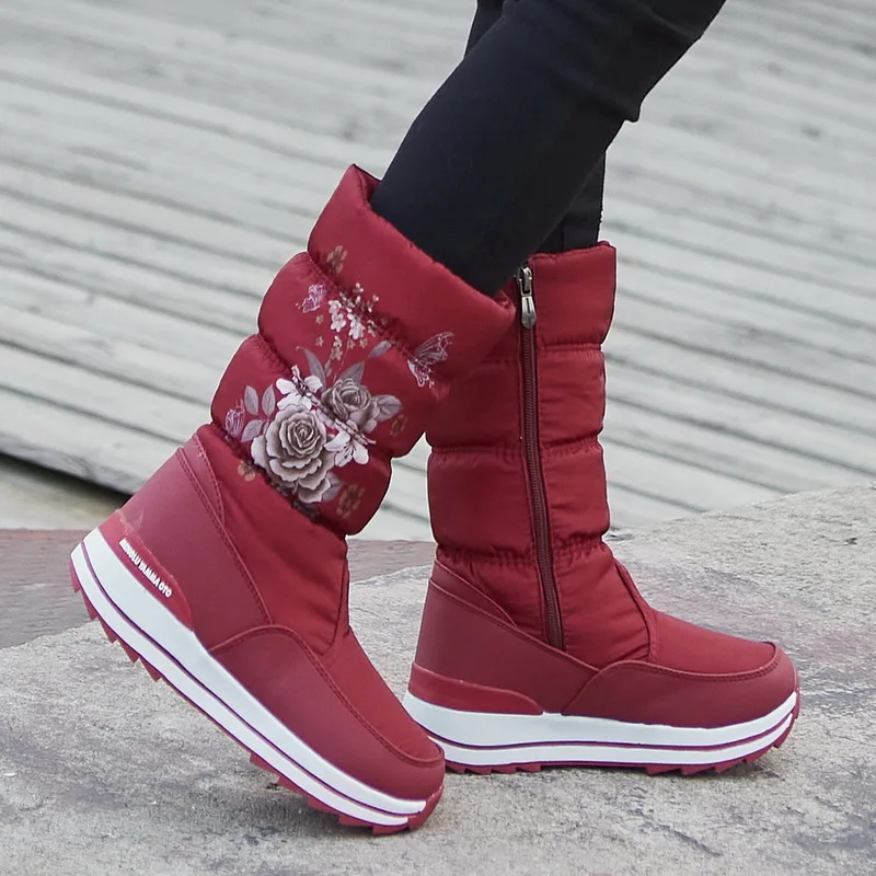 

Women's Boots Fashion Platform Winter Boots Warm Thick Plush Non-slip Waterproof Winter Shoes Fur Snow Boots Botas