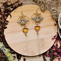 vintage forest witch insect bee dangle pendant earrings for charm fairy woman party jewelry boho gift for her accessories