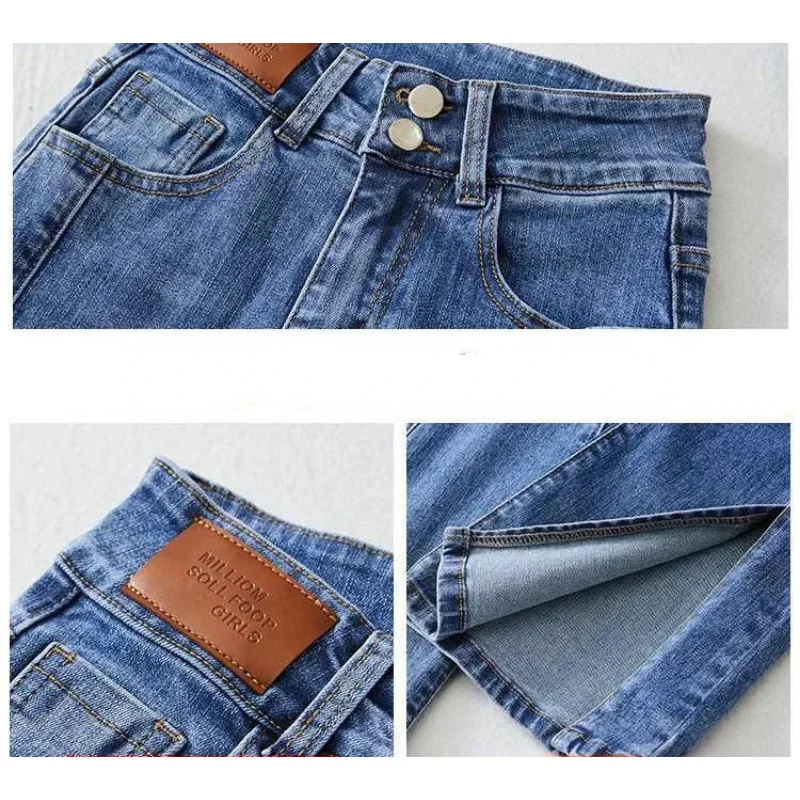 Light High-waisted Micro-flared Jeans Women's Spring/summer 2023 New Versatile Skinny Fashion Slit Mop Pants Women Jeans