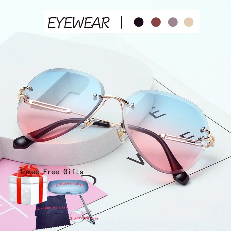 

New Cut Edge Sunglasses Frameless Gradient Ocean Retro Circular Toad Mirror Metal Glasses for Men and Women Anti-UV400 Eyewear