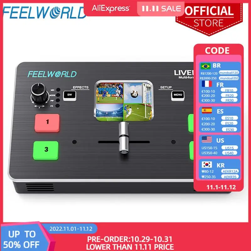 Фото Мультиформат видеомикшер FEELWORLD LIVEPRO L1, смеситель с 4 входами, производство нескольких камер, USB3.0 для прямой трансляции №3