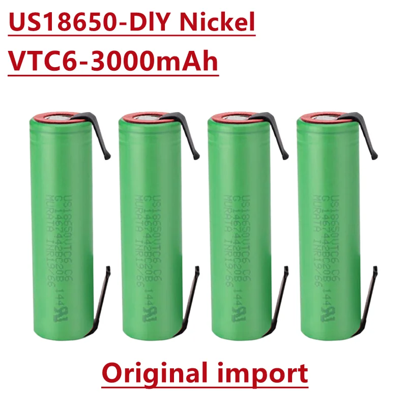 

VTC6 3.7V 3000mAh 18650 Li-ion Battery 30A Discharge For 18650 Rechargeable Battery US18650 VTC6 Tools Batteries + Nickel Sheets