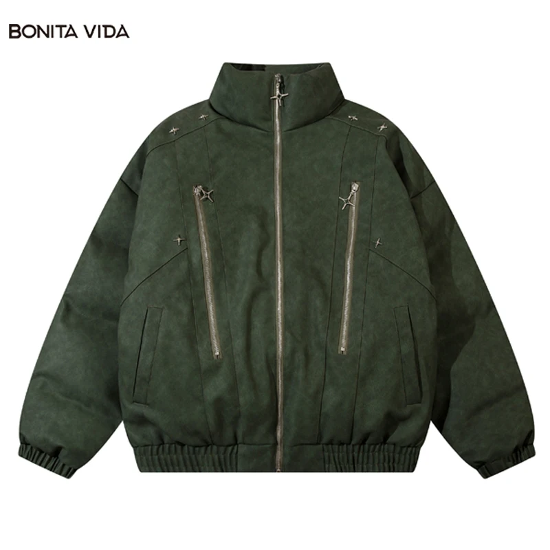 

2023 винтажные парки с подкладкой из кожи, мужские куртки, уличная одежда в стиле ретро из искусственной кожи, водонепроницаемая Толстая теплая парка, пальто в стиле Харадзюку, Панк парки