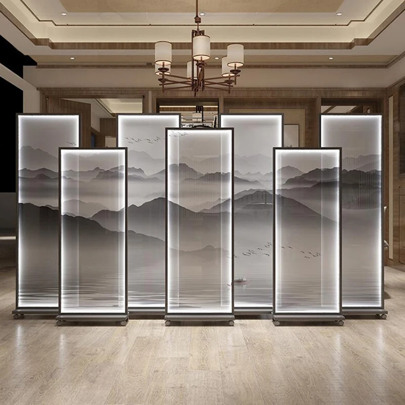 

Customized New Chinese Style Subareas Screens Living Room Entrance Hotel Background Aluminum Alloy Decoration Office Blocking n