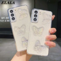 clear crystal phone case for galaxy a13 a03s a22 a32 a72 a52 a12 a71 a51 a50 a70 a53 a73 a33 back cover glitter color butterfly