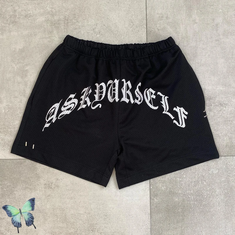 

Oversize Hip Hop Sanskrit Print High Street ASKYURSELF Mesh Shorts