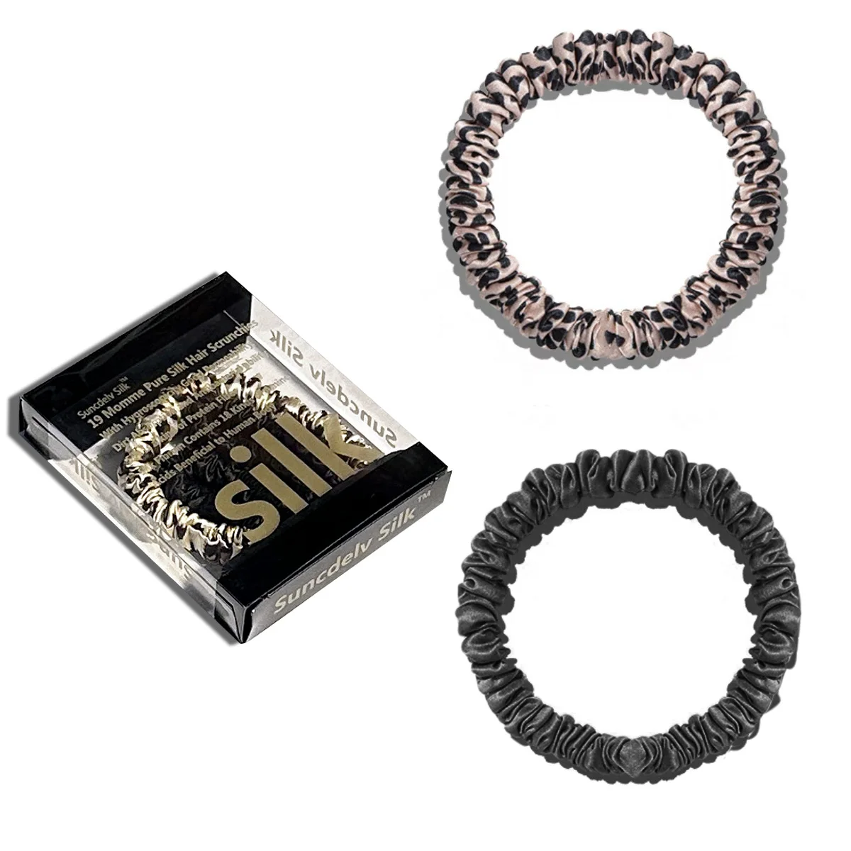 2 adet 100% saf dut ipek saç Scrunchie el yapımı Hairbands kadın kız saç aksesuarları saf renk doğal HairTies kutusu