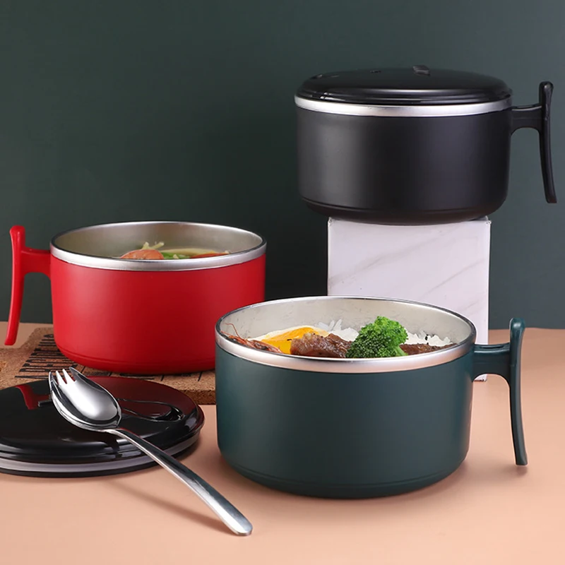 

Japanese-Style Lunch Box Sealed Household 304 Stainless Steel Instant Noodle Bowl With Lid Student Insulated Fast Food Cup
