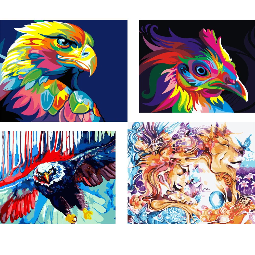 

Картина по номерам «сделай сам», животное, Лев, курица, Орел, картина маслом на холсте с временем убить, уникальный подарок, украшение для дом...