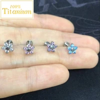 f136 titanium labret piercing lip studs cartilage tragus helix pierced ear nails zircon flower earrings body perforated jewelry