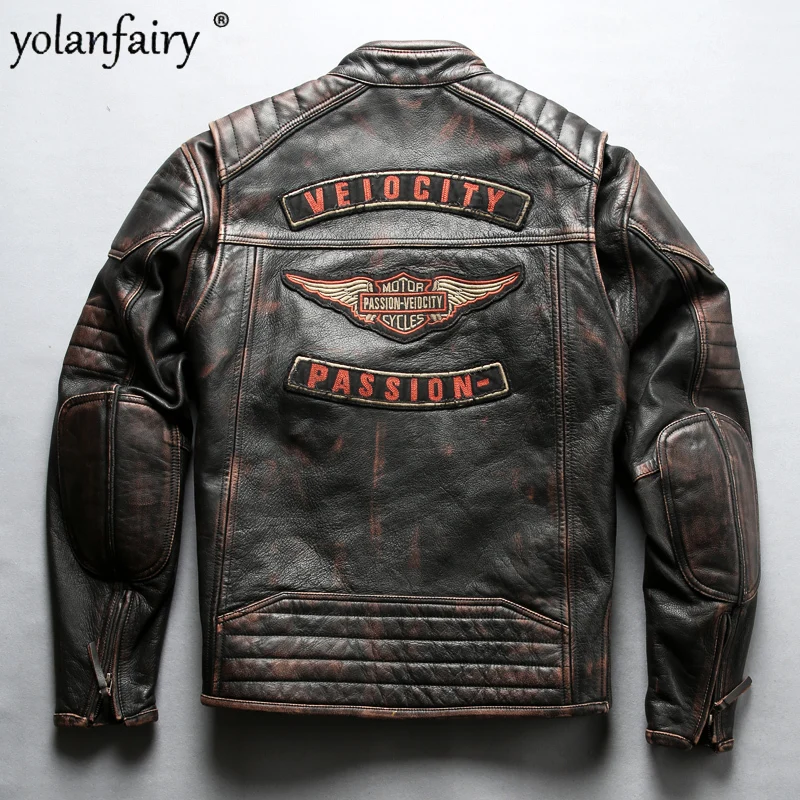 

Genuine Leather Jacket Men Clothing Spring Autumn Cowhide Men's Coat Short Motorcycle Male Leather Jacket Chaquetas Hombre Lq698