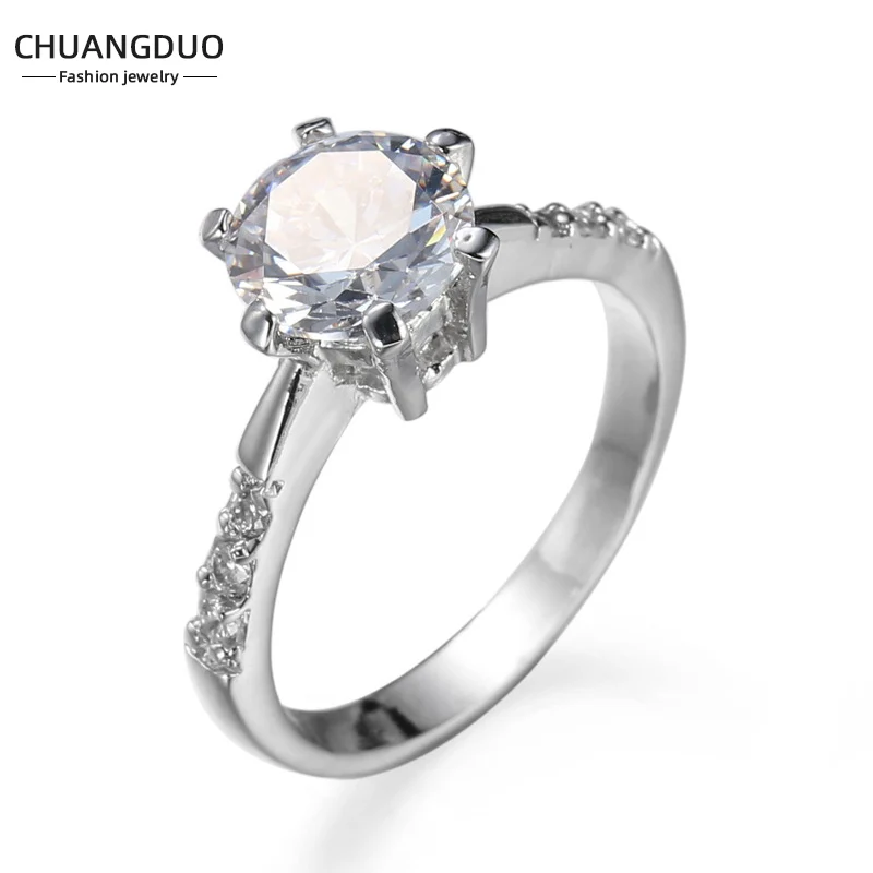 

Classic Claw Set Six Claw One Heart Zircon Ring Ladies Wedding Proposal Fashion 1.5 Carat Ring Copy Flash Diamond Fine Jewelry