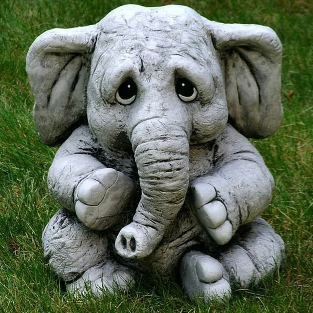 

Cute Elephant Statue Garden Decoration Simulation Animal Elephant Garden Yard Statue Decor Courtyard Resin Crafts Figurines